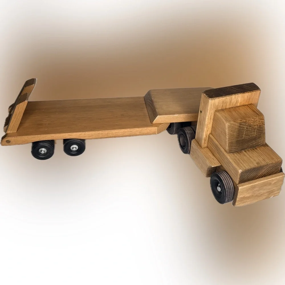Vintage Hand Made Wooden Truck and Trailer
